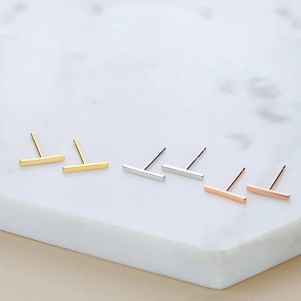 Silver or Gold T-Bar Earring Studs